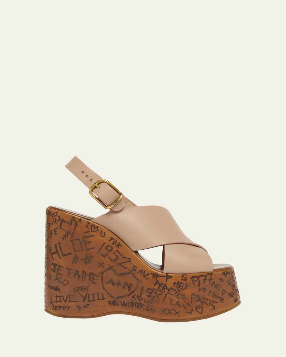 Maxime Leather Crisscross Platform Wedges